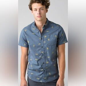 PRANA Zuckerfield Shirt Slim fish novelty print size small
